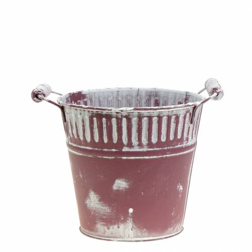 Skardinis kibiras purpurinis baltas skalbtas Ø13cm H12cm 1 vnt | Floristik24.lt