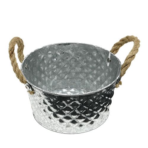 daiktų Lakštinio metalo dubuo su virvinėmis rankenomis Ø18cm H10cm