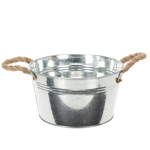Blizgus metalinis dubuo su virvės rankenomis, Ø22 cm pirkti | Floristik24.lt