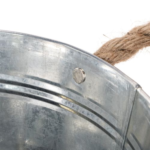 Blizgus metalinis dubuo su virvės rankenomis, Ø22 cm | Floristik24.lt