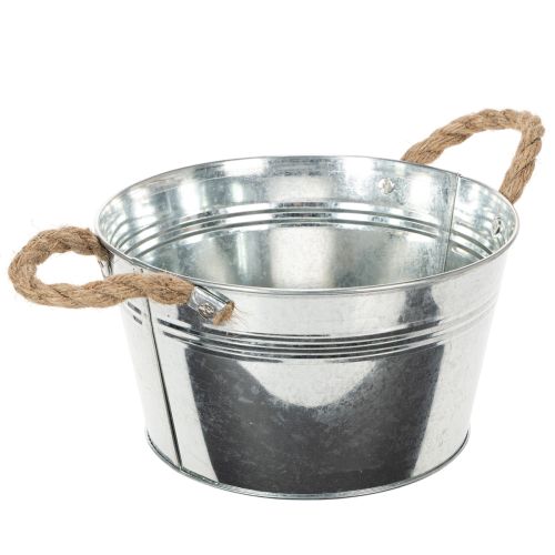 Blizgus metalinis dubuo su virvės rankenomis, Ø22 cm | Floristik24.lt