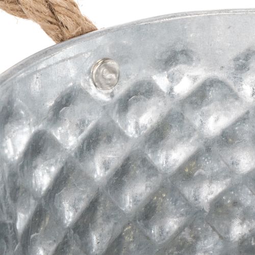 Lakštinio metalo dubuo su virvinėmis rankenomis Ø18cm A10cm | Floristik24.lt