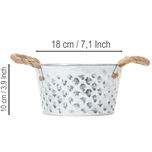 Lakštinio metalo dubuo su virvinėmis rankenomis Ø18cm A10cm | Floristik24.lt