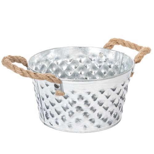 Lakštinio metalo dubuo su virvinėmis rankenomis Ø18cm A10cm | Floristik24.lt