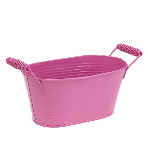 Floristik24 Lakštinio metalo dubuo ovalus rožinis 19,5 cm x 11 cm x 9 cm