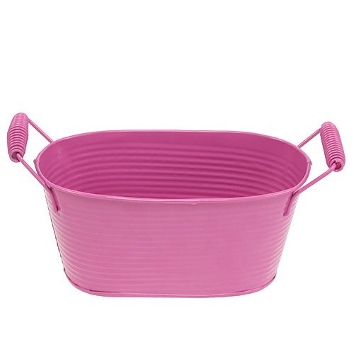 Floristik24 Lakštinio metalo dubuo ovalus rožinis 19,5 cm x 11 cm x 9 cm