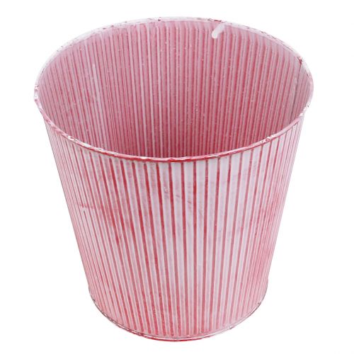 Floristik24 Skardinis vazonas dryžuotas raudonai Ø22cm H21cm