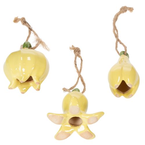 daiktų Keraminiai gėlių pakabukai, linksmo dizaino, gėlių rašto, pavasariškos dekoracijos, 9 cm, 6 vnt.