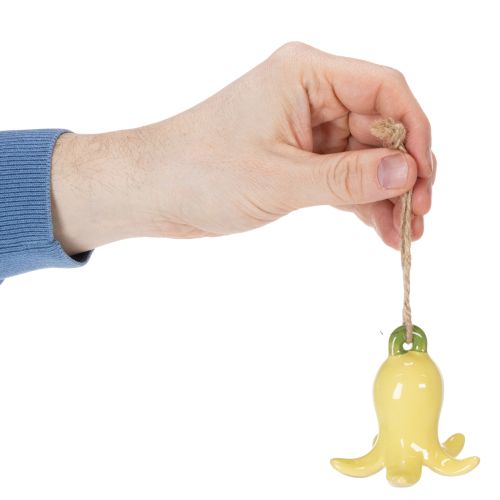 daiktų Keraminiai gėlių pakabukai, linksmo dizaino, gėlių rašto, pavasariškos dekoracijos, 9 cm, 6 vnt.