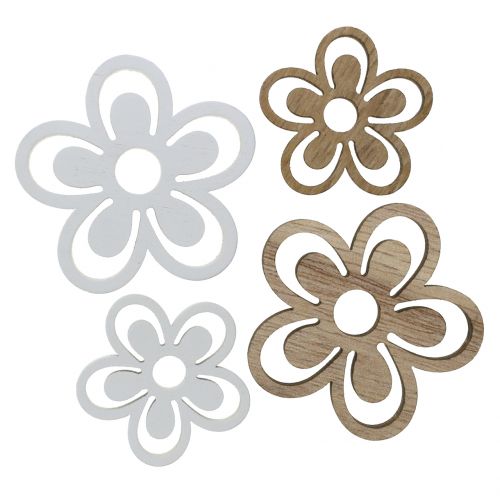 Medinė gėlė balta/natūrali 3cm - 4,5cm 48psl