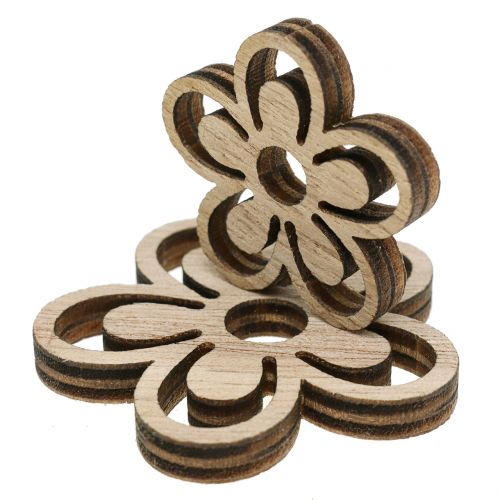 Medinė gėlė balta/natūrali 3cm - 4,5cm 48psl