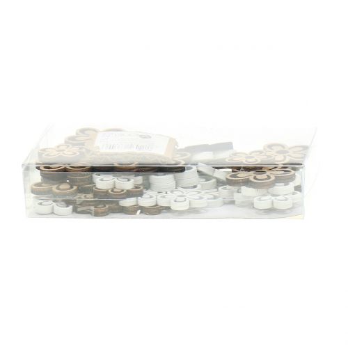 Floristik24 Medinė gėlė balta/natūrali 3cm - 4,5cm 48 vnt