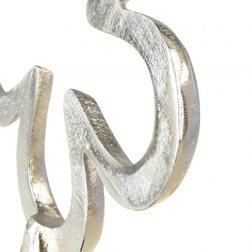 Floristik24 Gėlė Metalinė Dekoracija Sidabrinė Juoda Medinė Pagrindas 15×30cm