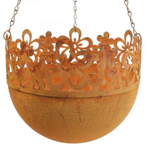 daiktų Pakabinamas krepšelis metalinė apdaila rūdžių pakabinama dekoracija Ø20cm H16cm