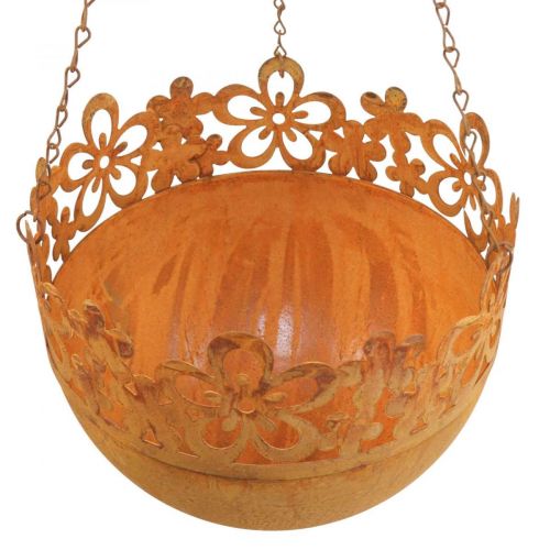 daiktų Pakabinamas krepšelis metalinė apdaila rūdžių pakabinama dekoracija Ø20cm H16cm