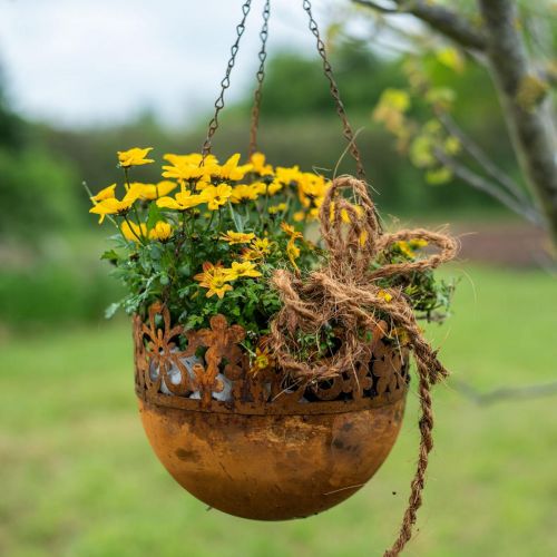 daiktų Pakabinamas krepšelis metalinė apdaila rūdžių pakabinama dekoracija Ø20cm H16cm