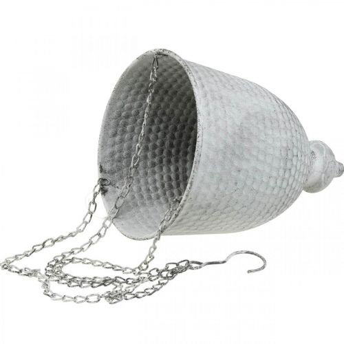 Floristik24 Pakabinamas krepšelis Shabby Chic White Ø21cm su kabliuku ir grandinėle