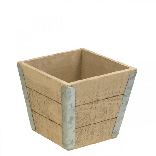 Floristik24 Gėlių dėžutė medinė sėjamoji shabby chic smėlio spalvos 12,5×14,5×14,5 cm