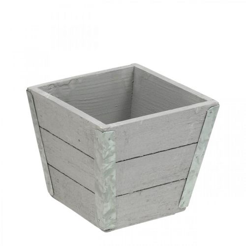 daiktų Gėlių dėžutė medinė sėjamoji shabby chic pilka 12,5×14,5×14,5 cm