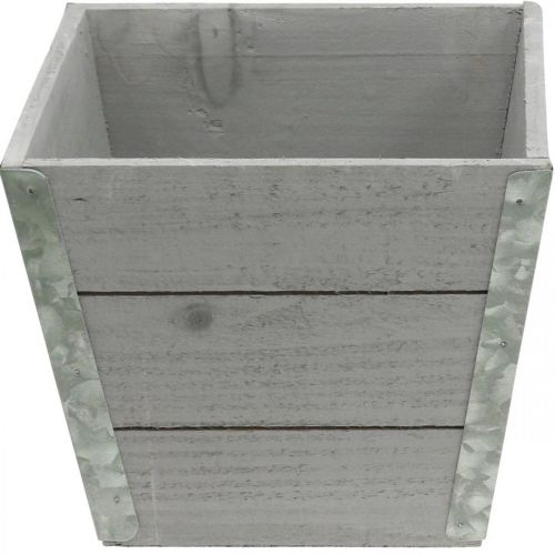 daiktų Gėlių dėžutė medinė vazonė shabby chic pilka 19x19x15,5cm