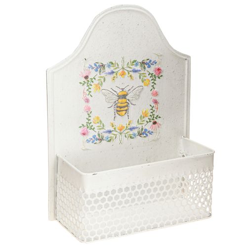 Pakabinama gėlių dėžutė metalinė, kreminės spalvos, bitės formos, 29 cm