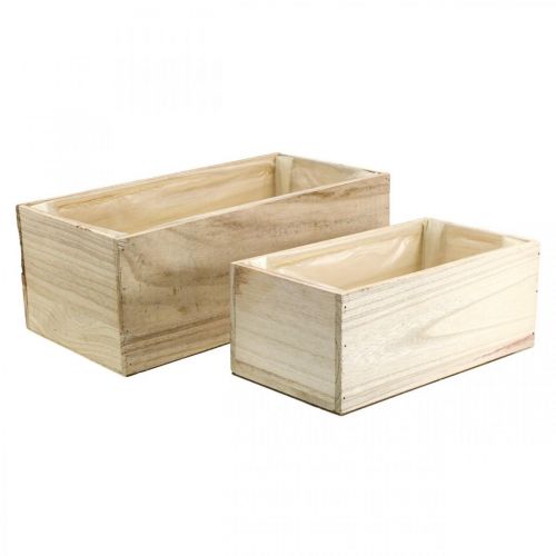 Floristik24 Gėlių dėžutė medinė vazonėlis natural L30/40cm 2 vnt