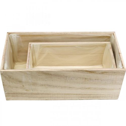 Floristik24 Gėlių dėžutė medinė vazonėlis natural L30/40cm 2 vnt