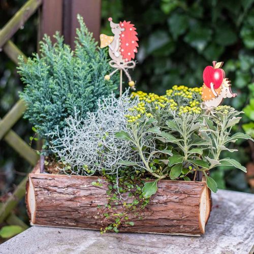 daiktų Gėlių dėžutė, medinė dėžutė su žieve, vazonas augalams su rankenomis 38cm