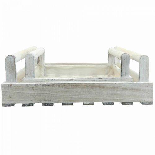 daiktų Gėlių dėžutė Shabby Chic augalų dėžutė medinė balta 38/31cm rinkinys iš 2