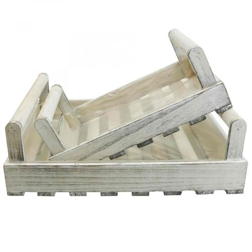 Gėlių dėžutė Shabby Chic augalų dėžutė medinė balta 38/31cm rinkinys iš 2