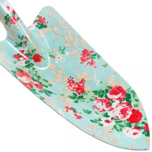 Floristik24 Metalinis kastuvas, rankinis kastuvas su gėlių raštu, augalų mentelė, sodo kastuvas L28cm