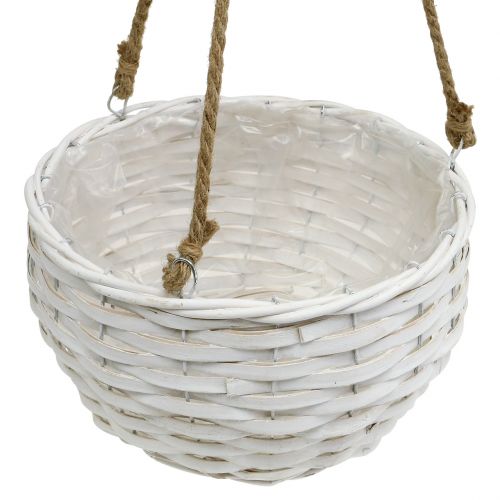 Floristik24 Gėlių krepšelis pakabinimui baltas Ø23cm L68cm
