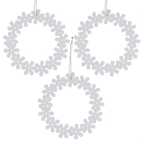 Floristik24 Gėlių vainikas medinis baltas Ø15cm 8vnt