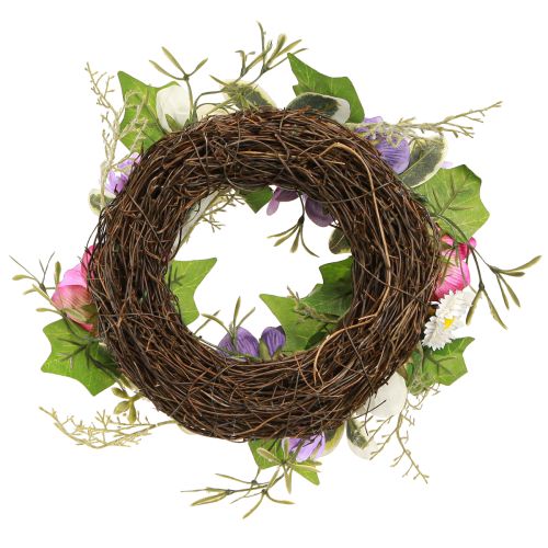 daiktų Dirbtinių gėlių vainikas Anemones Daisies Violetinė Balta Ø25cm