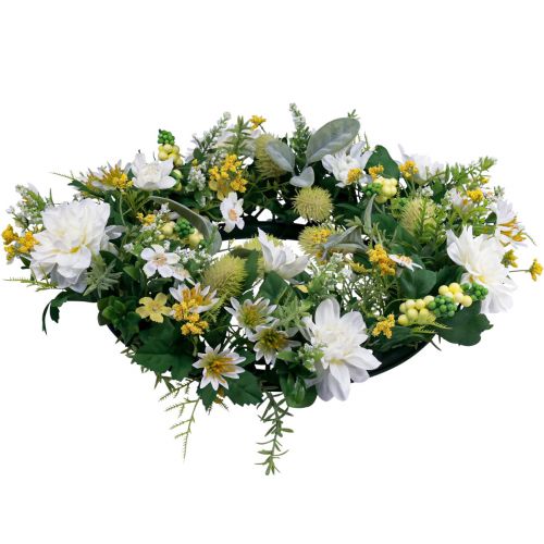 Floristik24 Durų vainikas sienų puošyba gėlės jurginai banksia balti Ø35cm
