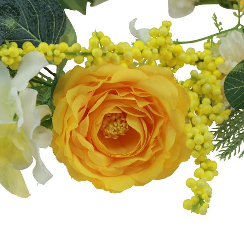 daiktų Dirbtinių gėlių vainikas Dirbtinių gėlių vainikas geltonai baltas 42cm