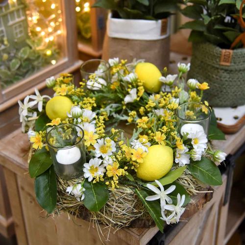 daiktų Gėlių vainikas su medžio anemonais baltas, geltonas Ø30cm