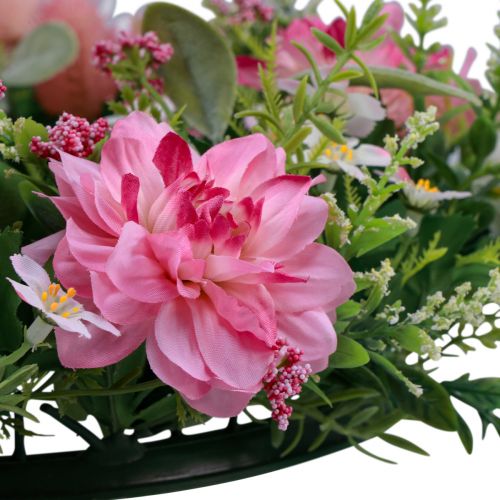 Floristik24 Durų vainikas sienų dekoravimo gėlės jurginai banksia rožinė Ø35cm