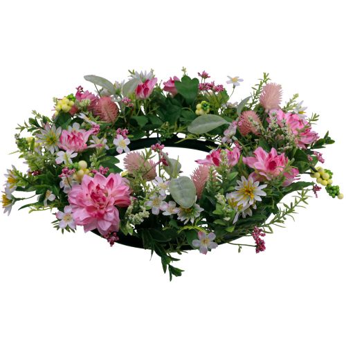 Floristik24 Durų vainikas sienų dekoravimo gėlės jurginai banksia rožinė Ø35cm