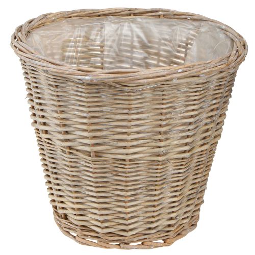 Gėlių vazono krepšelis gluosniai natūralios pilkos/baltos spalvos H26cm 2vnt