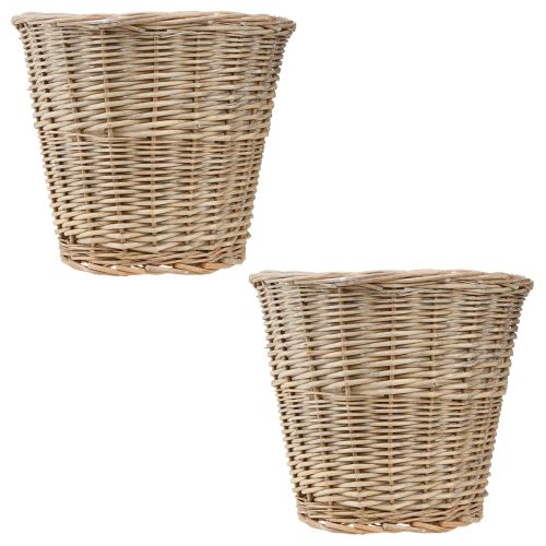 daiktų Gėlių vazono krepšelis gluosniai natūralios pilkos/baltos spalvos H26cm 2vnt