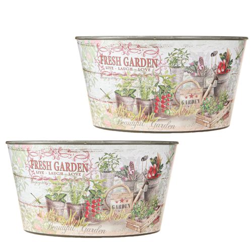 daiktų Gėlių dubuo vintažinis plastikas Fresh Garden spalvingas Ø21cm 2vnt