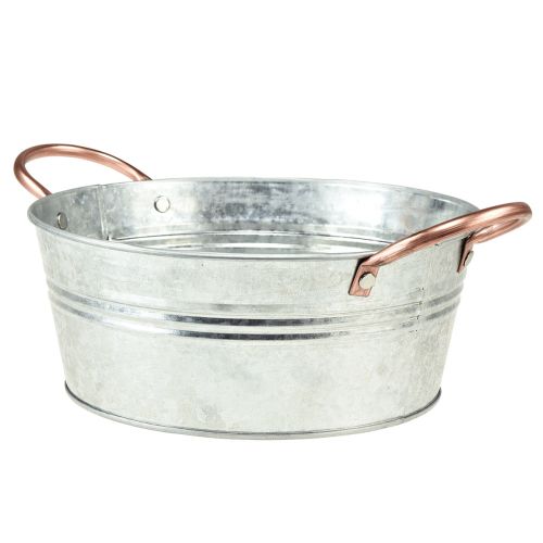 Gėlių dubuo apvalus su rankenomis metalinis dubuo Ø24cm H10cm