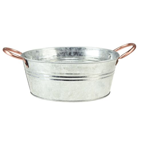 Floristik24 Gėlių dubuo apvalus su rankenomis metalinis dubuo Ø24cm H10cm