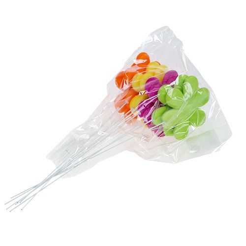 daiktų Gėlių lazdelinis žiedas spalvingas flokuotas Ø8,5cm 8 vnt