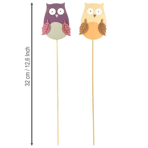 daiktų Gėlių kamštis deko pelėda medžio violetinė, ruda 8cm 12vnt