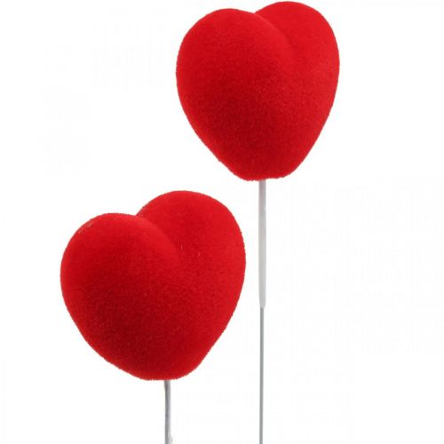 daiktų Gėlių kamštis deco širdies raudona širdelė 6x6cm H26cm 18 vnt