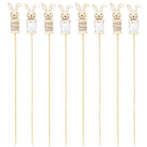 daiktų Flower Stick Rabbit Wood Natural, Ruda, Balta L32cm 8 vnt