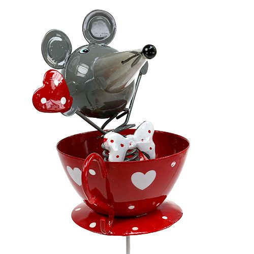 Floristik24 Gėlytė pelė metalinė 10cm L33cm 2vnt
