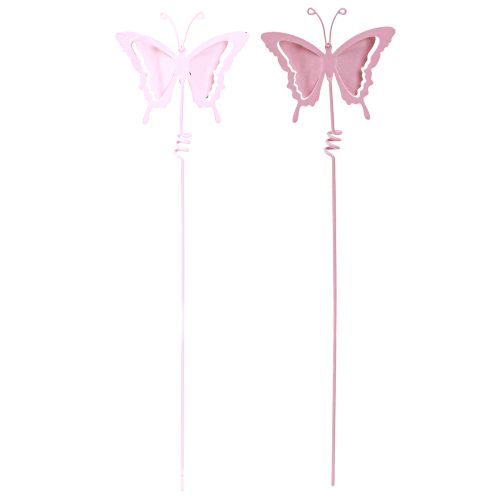daiktų Gėlių kamštukas drugelis metalinis rožinis L24cm 12 vnt